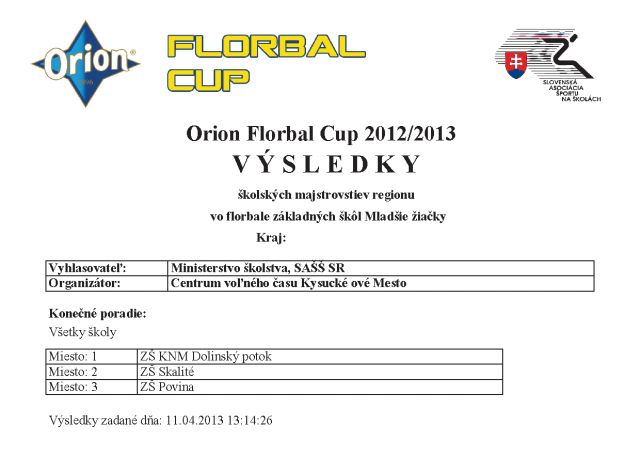 Orion Florbal Cup 2012/2013